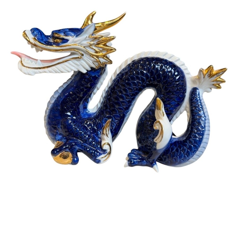 Vintage Yoshimi Japanese Dragon‎ Blue Gold Gilt Made in Japan Mythical Collector